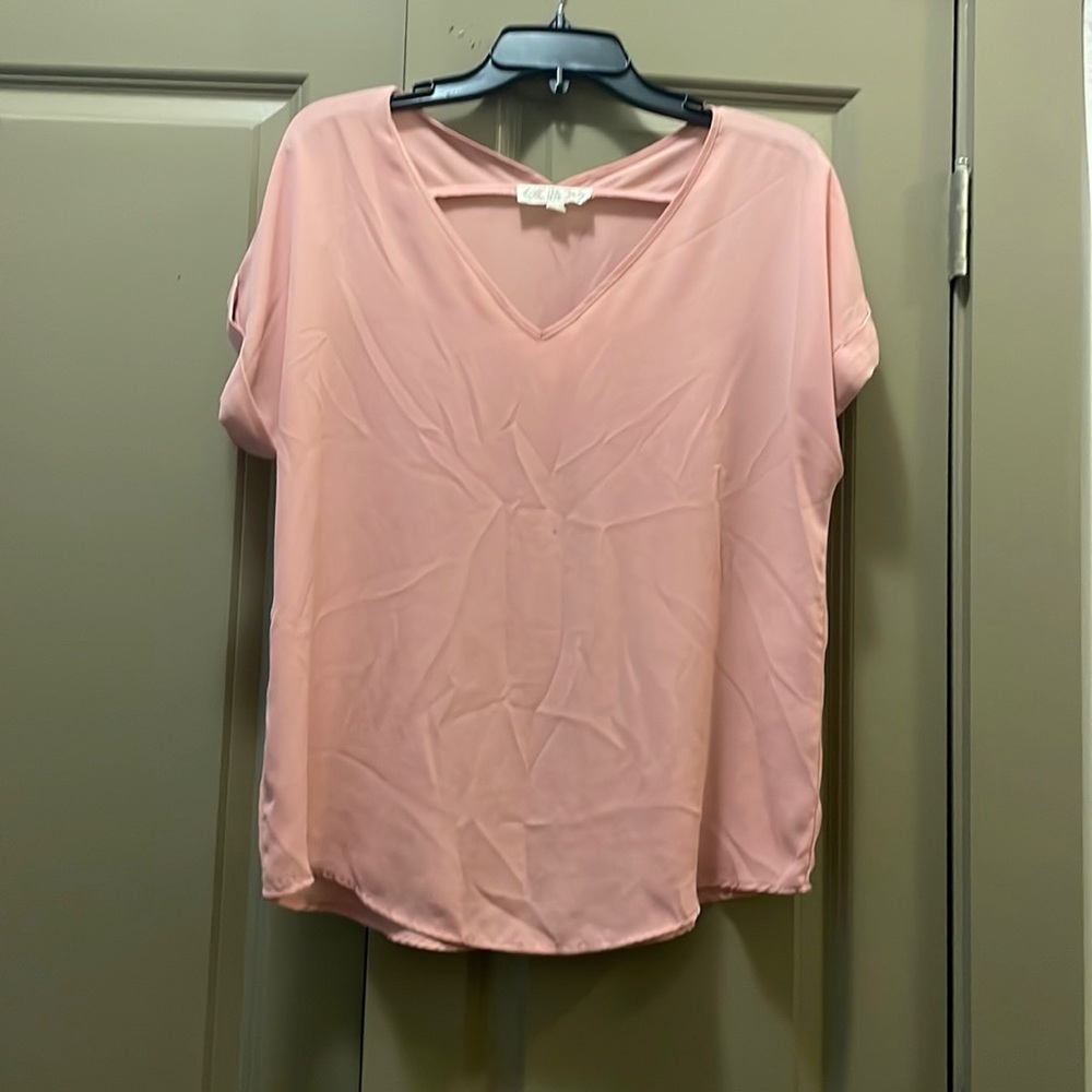 Pink/mauve polyester blouse